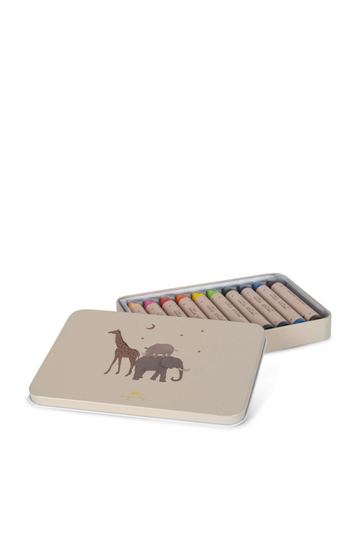 Konges Slojd Bees Wax Crayons in Tin, Safari