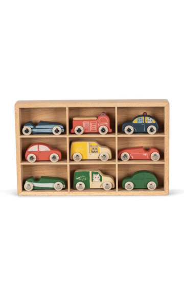 Konges Slojd Wooden Mini Cars, Nine Piece Set