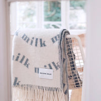 Maison Deux Milk Blanket, Cream & Light Blue