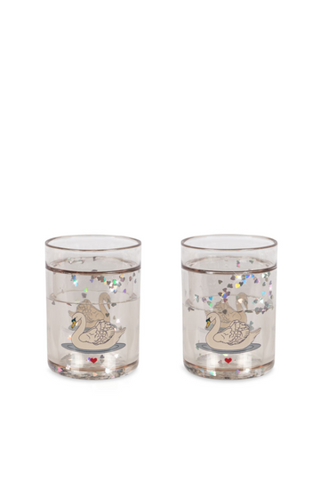 Konges Slojd Two Pack Glitter Cups, Swan Off White