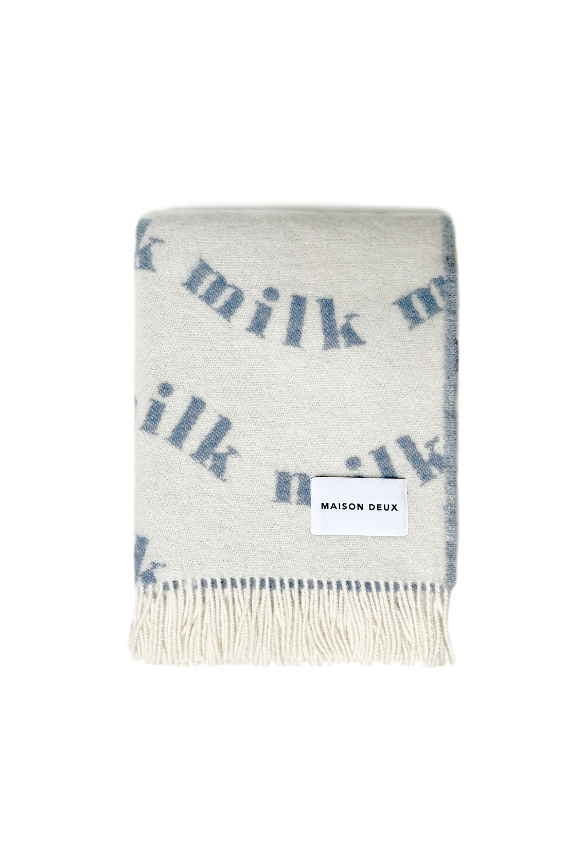 Maison Deux Milk Blanket, Cream & Light Blue