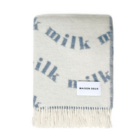 Maison Deux Milk Blanket, Cream & Light Blue